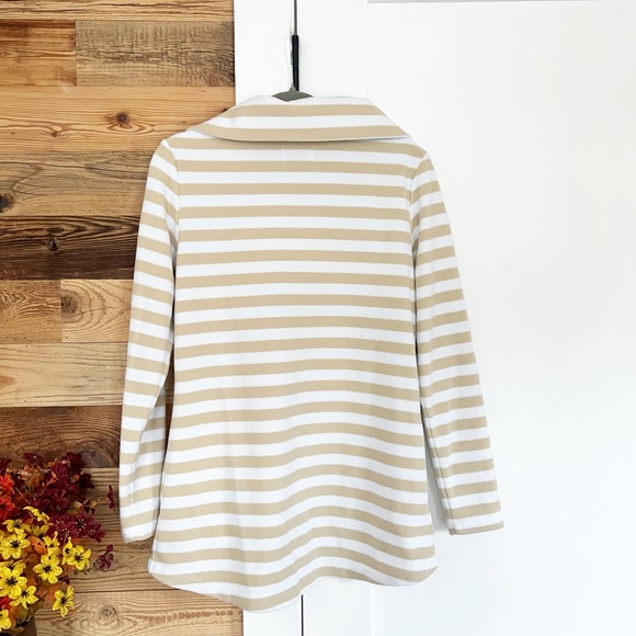 Dudley Stephens Prospect Pullover Vello Fleece Tan/White Small - Picture 6 of 6